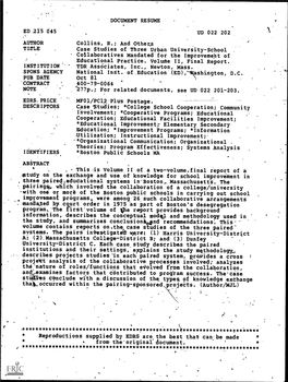 DOCUMENT RESUME UD 022 202 AUTHOR Collins, R