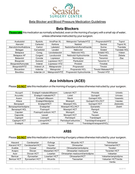 Beta Blocker and Blood Pressure Medication Guidelines