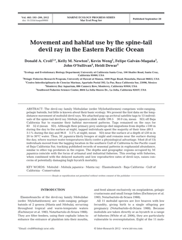 Movement and Habitat Use by the Spine-Tail Devil Ray in the Eastern Pacific Ocean