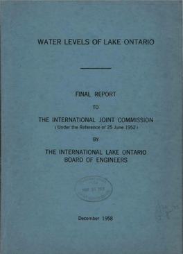 Water Levels of Lake Ontario