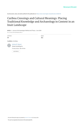 Caribou Crossings and Cultural Meanings: Placing Traditional Knowledge and Archaeology in Context in an Inuit Landscape