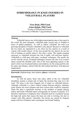 Epidemiology in Knee Injuries in Volleyball Players