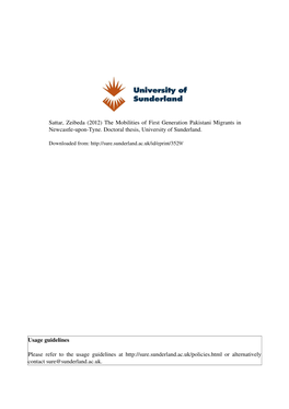 The Mobilities of First Generation Pakistani Migrants in Newcastleupontyne. Doctoral Th