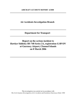 Air Accidents Investigation Branch Department for Transport Report On