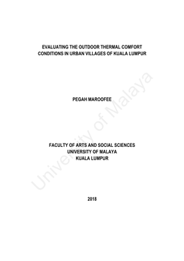 Evaluating the Outdoor Thermal Comfort Conditions in Urban Villages of Kuala Lumpur