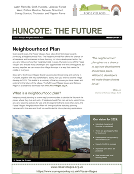 HUNCOTE: the FUTURE Fosse Villages Neighbourhood Plan Winter August 2016/17 2016