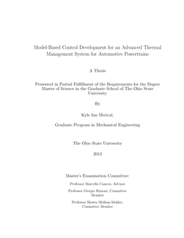 Model-Based Control Development for an Advanced Thermal Management System for Automotive Powertrains