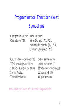 Programmation Fonctionnelle Et Symbolique