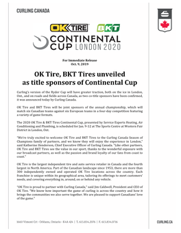 OK Tire, BKT Tires Unveiled As Title Sponsors of Continental Cup