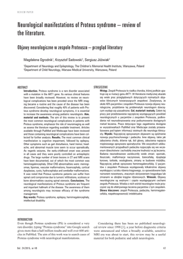 Neurological Manifestations of Proteus Syndrome – Review of the Literature