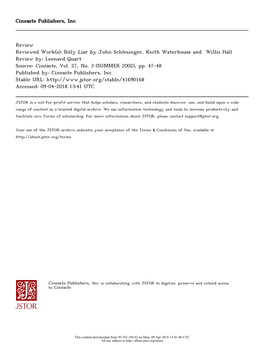 Billy Liar by John Schlesinger, Keith Waterhouse and Willis Hall Review By: Leonard Quart Source: Cinéaste, Vol