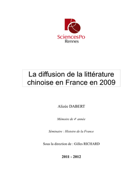 La Littérature Chinoise Contemporaine