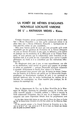LA FORÊT DE HÊTRES D'aiguines NOUVELLE LOCALITÉ VAROISE DE L' « ANTHAXIA MIDAS » Kiesw