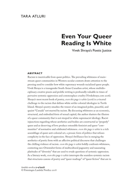 Even Your Queer Reading Is White Vivek Shraya’S Poetic Justice