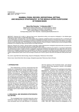 Mammal Fossil Record, Depositional Setting, and Sequence Stratigraphy in the Middle-Upper Pleistocene of Roman Basin