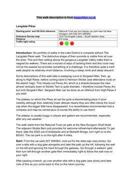 This Walk Description Is from Happyhiker.Co.Uk Langdale Pikes