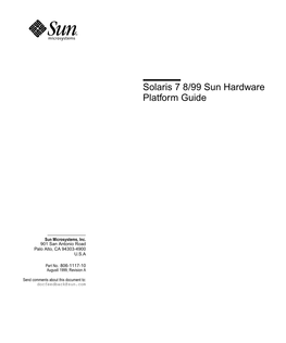 Solaris 7 8/99 Sun Hardware Platform Guide