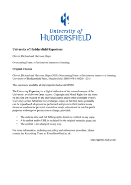 University of Huddersfield Repository