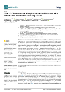 Clinical Observation of Allergic Conjunctival Diseases with Portable and Recordable Slit-Lamp Device