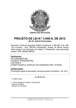 PROJETO DE LEI N.º 3.948-A, DE 2012 (Do Sr