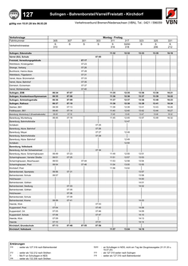 Sulingen - Bahrenborstel/Varrel/Freistatt - Kirchdorf Gültig Von 15.01.20 Bis 06.03.20 Verkehrsverbund Bremen/Niedersachsen (VBN), Tel.: 0421 / 596059