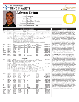 Ashton Eaton School Oregon Class Senior Events Combined Events Hometown Bend, Ore