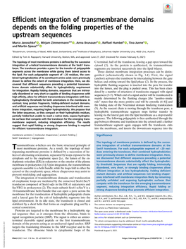 Efficient Integration of Transmembrane Domains Depends on the Folding Properties of the Upstream Sequences