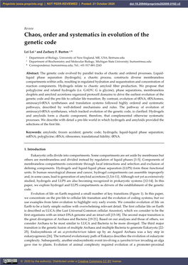 Chaos, Order and Systematics in Evolution of the Genetic Code