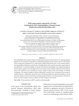 Wide-Range Genetic Connectivity of Coney, Cephalopholis Fulva (Epinephelidae), Through Oceanic Islands and Continental Brazilian Coast