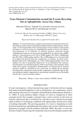 Trace Element Contamination Around the E-Waste Recycling Site at Agbogbloshie, Accra City, Ghana