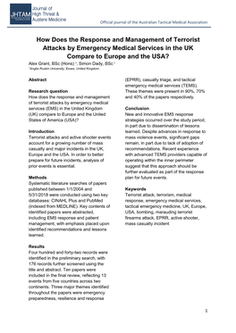 How Does the Response and Management of Terrorist Attacks By