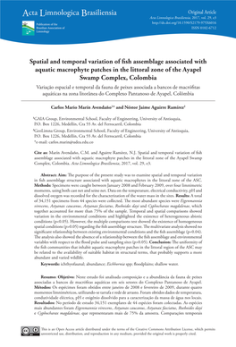 Spatial and Temporal Variation of Fish Assemblage Associated With