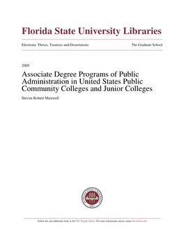 Associate Degree Programs of Public Administration in United States Public Community Colleges and Junior Colleges Steven Robert Maxwell