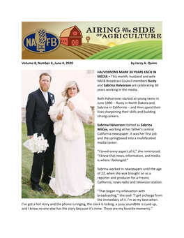 Airing on the Side of Agriculture Is Included in the Blog Section of NAFB.Com