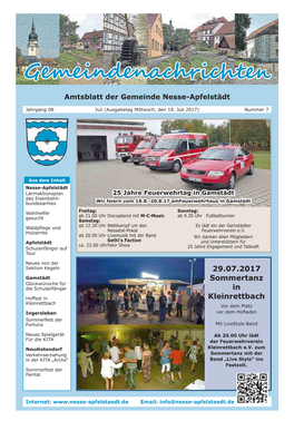 Gemeindenachrichten Amtsblatt Der Gemeinde Nesse-Apfelstädt