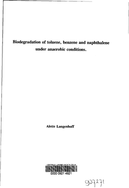 Biodégradation of Toluene, Benzene and Naphthalene Under Anaerobic Conditions