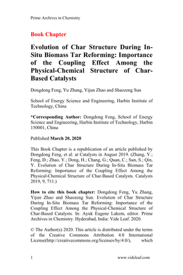 Evolution of Char Structure During In- Situ Biomass Tar Reforming: Importance of the Coupling Effect Among the Physical-Chemical Structure of Char- Based Catalysts