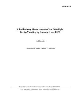 A Preliminary Measurement of the Left-Right Parity-Violating Ep Asymmetry at E158