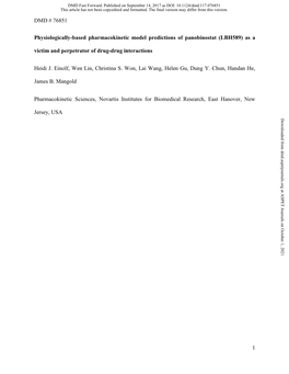 Physiologically-Based Pharmacokinetic Model Predictions of Panobinostat (LBH589) As a Victim and Perpetrator of Drug-Drug Interactions