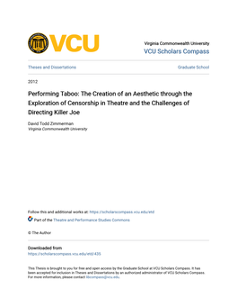 Performing Taboo: the Creation of an Aesthetic Through the Exploration of Censorship in Theatre and the Challenges of Directing Killer Joe