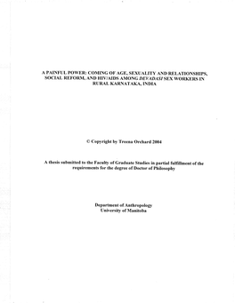 Social Reform, and Hiv/Aids Among Devadasi Sex Workers in Rural Karnataka,India