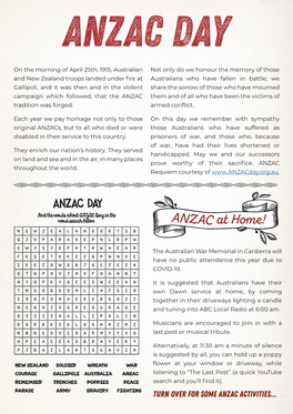 Anzac Day Factsheet