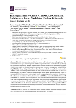 The High Mobility Group A1 (HMGA1) Chromatin Architectural Factor Modulates Nuclear Stiffness in Breast Cancer Cells