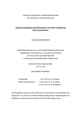 Enzyme-Catalyzed Transformations of Sulfur-Containing Flavor Precursors