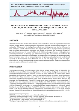 The Geological and Urban Setting of Húsavík, North Iceland, in the Context of Earthquake Hazard and Risk Analysis