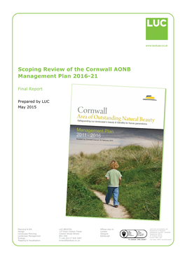 Scoping Review of the Cornwall AONB Management Plan 2016-21