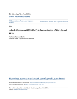 John B. Flannagan (1895-1942): a Reexamination of His Life and Work