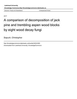 A Comparison of Decomposition of Jack Pine and Trembling Aspen Wood Blocks by Eight Wood Decay Fungi