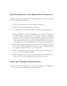 Bayesian Inference for Regression Parameters Joint and Marginal