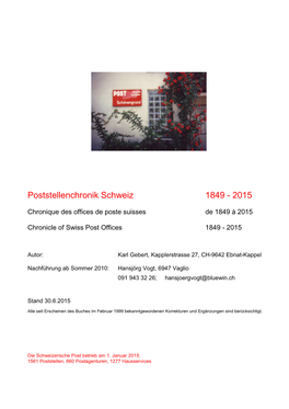 Poststellenchronik Schweiz 1849 - 2015